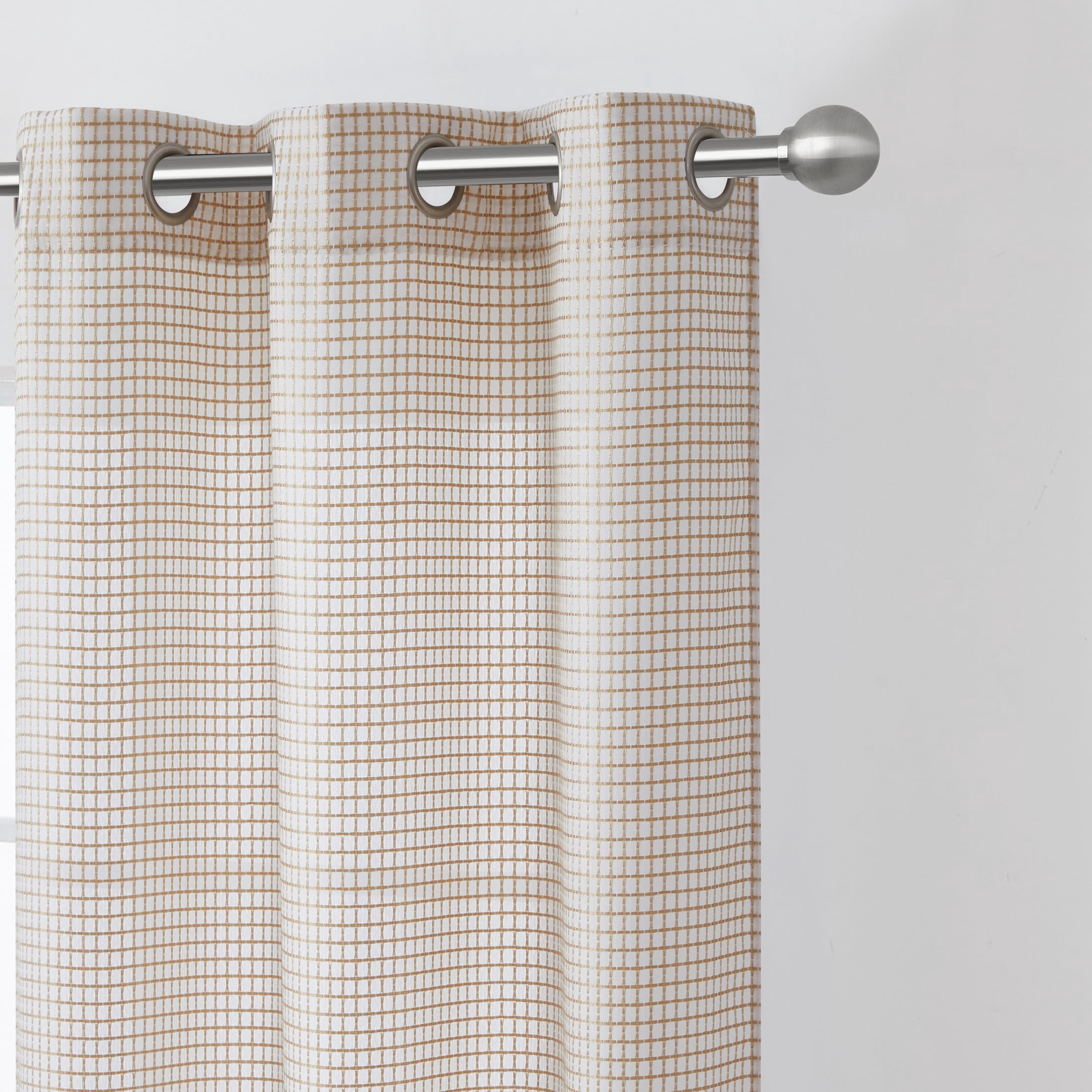 Modern Elements Hannah Modern 2-Piece Taupe Grid Light Filtering Curtain Set