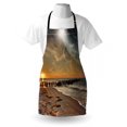 thumbnail image 3 of Space Apron Magical Solar Eclipse on Beach Ocean with Horizon Sun Moon Globe Gulls Flying View, Unisex Kitchen Bib Apron with Adjustable Neck for Cooking Baking Gardening, Cream Orange, by Ambesonne, 3 of 3