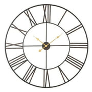 Aspire Home Accents 7869 Solange Round Metal Wall Clock, Dark Brown - 36 in.