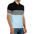thumbnail image 3 of YTD Men's Short Sleeve Polo Shirts Casual Slim Fit Contrast Color Stitching Stripe Cotton Shirts, 3 of 4