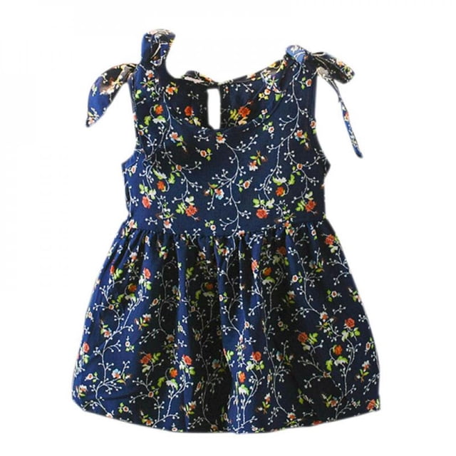YOPTOP Robe d'Été Décontractée Sans Manches pour Filles Motif Floral Robe à Bretelles Coton Enfants Tout-Petits Robe de Concours, 2t