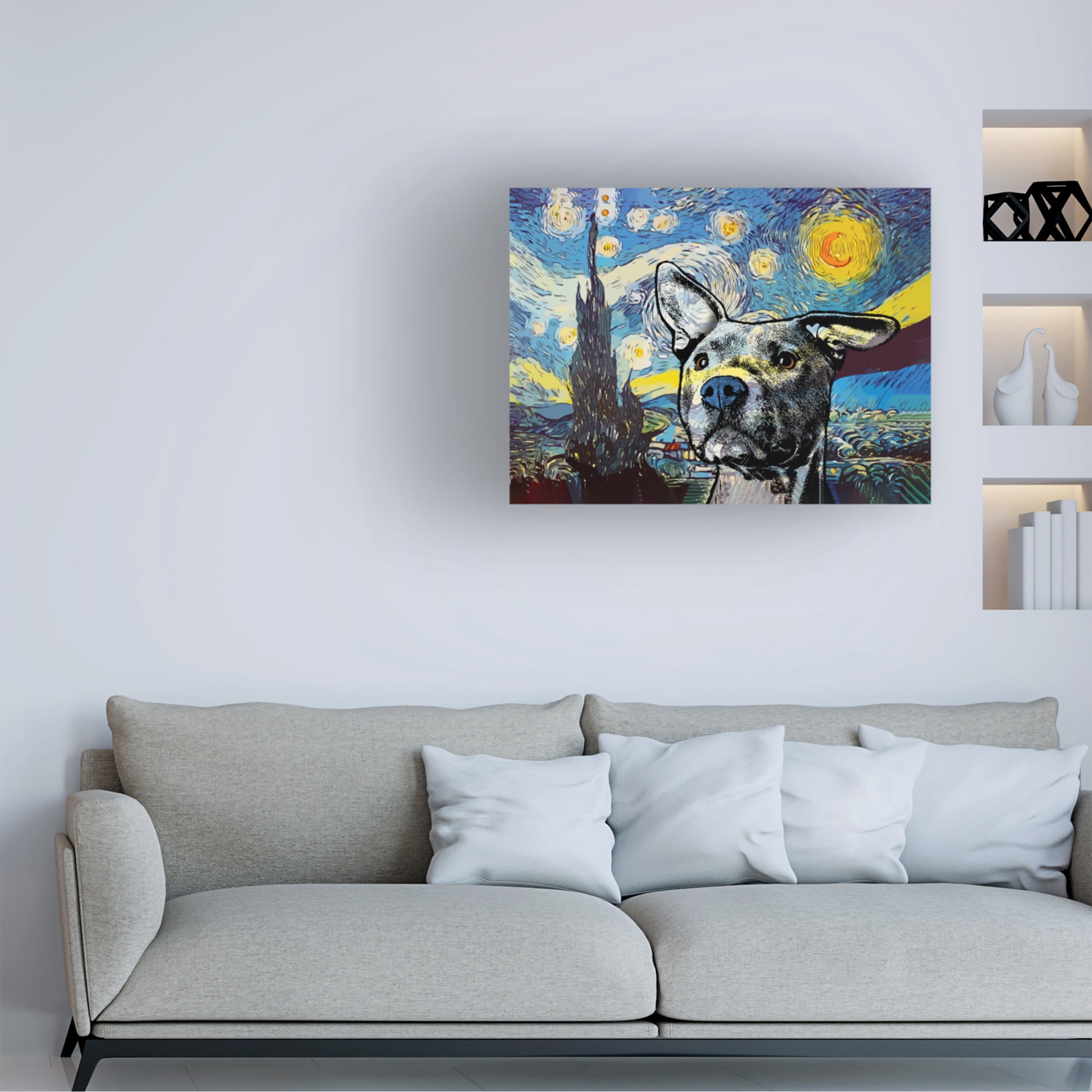 Canvas Wall Art - Dean Russo 'Starry Pittie' Wall Art for Living Room, Bedroom, or Office Décor by Trademark Fine Art - 24 x 18 Inches