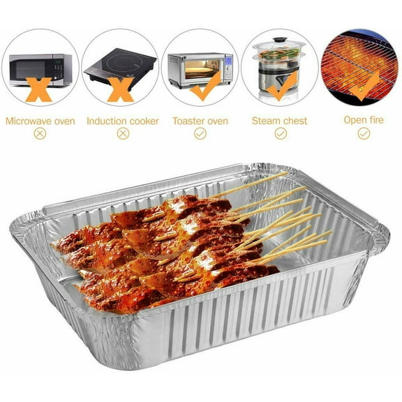 ETEREAUTY BBQ Foil Drip Tray Silver 30Pcs for Marinating