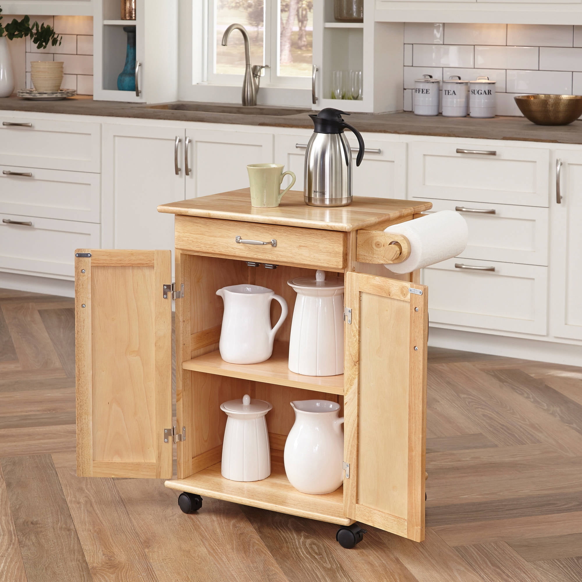 Home Styles Solid Wood Kitchen Cart Natural Walmart Com Walmart Com