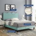 thumbnail image 2 of Platform Bed Frame, Twin Size, Blue, Velvet, Modern Contemporary, Bedroom Master Guest Suite Room, 2 of 10