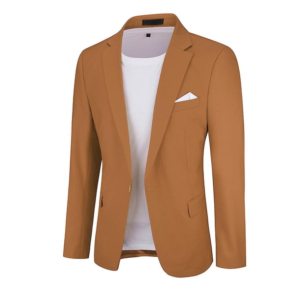 Yunclos - Blazer de un botón para hombre, clásico, ajustado, informal, de negocios