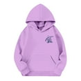 thumbnail image 5 of Little Girls Hoodies Sweatshirts Soft Pullover With Hood Casual School Outdoor Clothes Light Purple Size 5-6T, 5 of 7