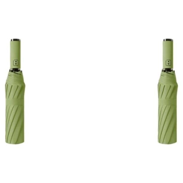 Yuarrent Paraguas plegable completamente automático con linterna LED, 10 varillas, sombrilla UV a prueba de viento, sombrilla a prueba de sol Sin LED/Verde 2Conjunto