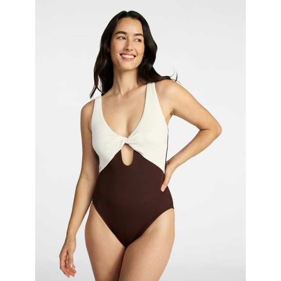 Time and Tru Women's and Women's Plus Collections Twist Front One Piece Swimsuit, Sizes XS-3X