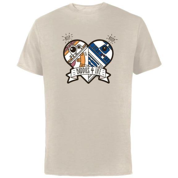 Star Wars Droid BB-8 and R2-D2 Buddies 4 Life - Short Sleeve Cotton T-Shirt for Adults - Customized-Natural