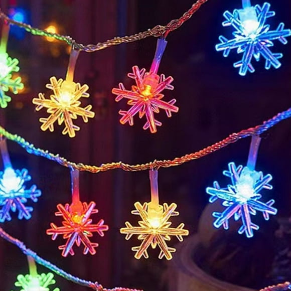 RXIRUCGD Christmas Snowflake String Lights, Christmas Indoor Decorations 9.8 FT 20 LED Battery Operated Lights, Hanging Decor for Wall Tree