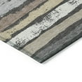 thumbnail image 4 of 8' X 10' Charcoal Beige And Brown Striped Washable Indoor Outdoor Area Rug, 4 of 5