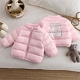 thumbnail image 4 of Kids' Stand Collar Zip Puffer Jacket, Bear Applique On the Back and Padded Warm Construction, Side Pockets, Kids Winter Outerwear, 1‑8 Years, Toddler Jacket Pink 3-4 Years, 4 of 7