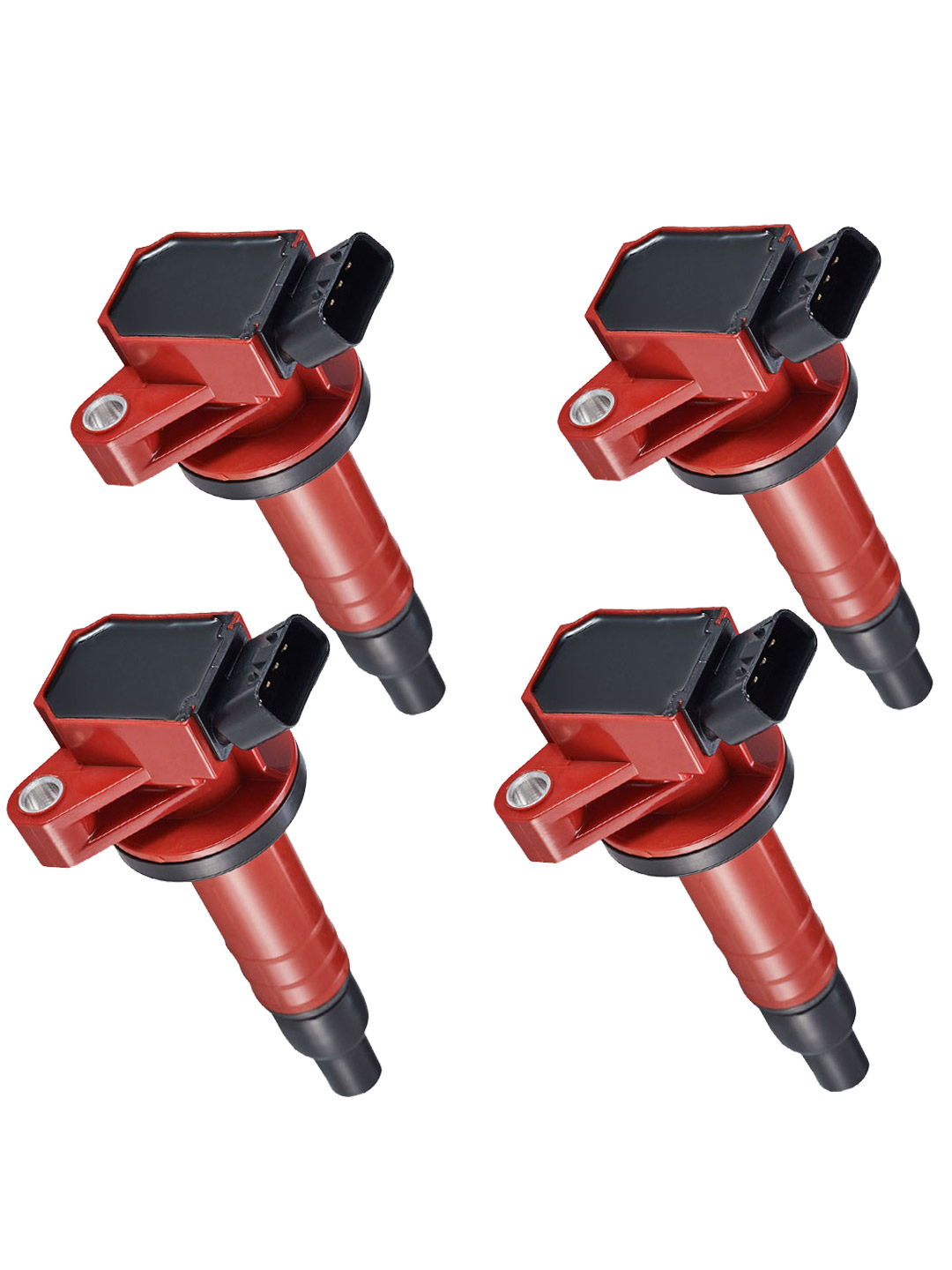 Set of 4 Red Color Ignition Coils Compatible with 20032008 Toyota Matrix 1.8L L4 Replacement