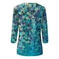 thumbnail image 4 of CHUANK T-Shirts pour Femmes à Manches Trois-Quarts, Coupe Ajustée à Motif Floral, T-Shirts Blancs, Chemises pour Femmes, Manches 3/4 au Coude, Col Rond, Chemises Décontractées pour Femmes, Liquidation, Blouses et Hauts Boho, Vert TG, 4 of 5