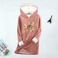 thumbnail image 4 of Qulqfy Fleece Lined Tops for Women Long Sleeve Pink Plus Size Pullover Tops Hooded Winter Floral Shirts Fall Tops for Women, 4 of 5