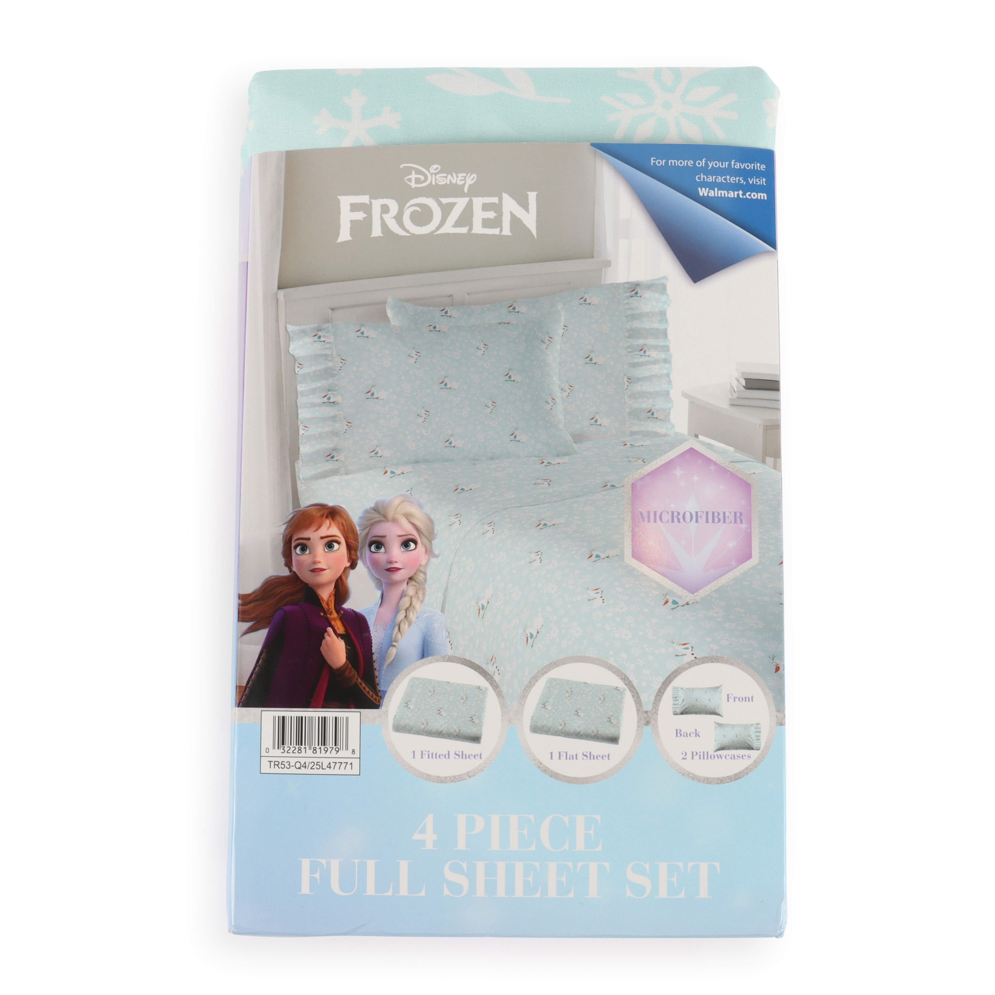 Disney Frozen Icy Adventure 4-Piece Full Sheet Set, Kids, White and Blue