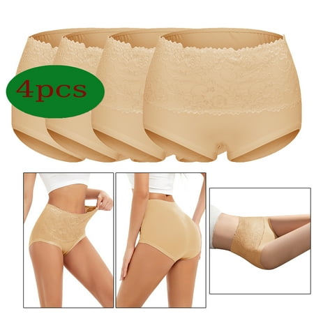 

Womens Soft Underwear Breathable Briefs Waist Breathable Color Briefs Panties(4-pack)