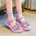 thumbnail image 5 of Little Girls Summer Glitter Gladiator Sandals Rhinestone Open Toe Strappy Dress Flats Sandals Wedding Party Shoes for Toddler Little Kid Big Kid, 5 of 7
