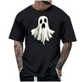 thumbnail image 2 of FDGIU Men's Halloween T-Shirt Plus Size Short Sleeve Shirts - Ghost Pumpkin Graphic Tee, Spooky Funny Costume Top, Loose Fit Short Sleeve Casual Shirt, 2 of 5