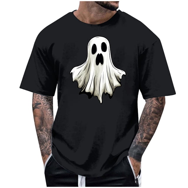 Blusas y camisas de manga corta y cuello redondo para hombre. Blusas/camisetas de manga corta con cuello redondo y estampado de Halloween para hombre. Blusa para hombre.