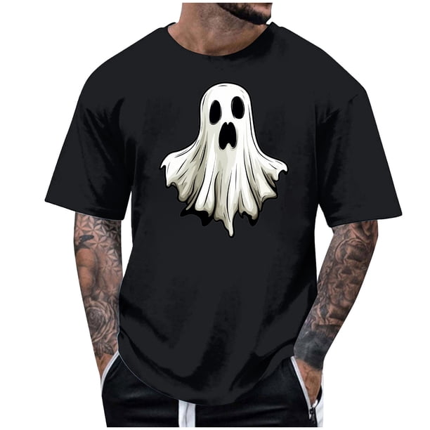 Blusas y camisas de manga corta y cuello redondo para hombre. Blusas/camisetas de manga corta con cuello redondo y estampado de Halloween para hombre. Blusa para hombre.
