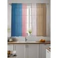 thumbnail image 4 of Blue Pink Sheer Curtains 72 Inch Long 2 Panels, Brown Gradient Wood Grain Farmhouse Retro Striped Light Filtering Rod Pocket Semi Sheer Curtains, Sheer Voile Drapes for Living Room Bedroom, 52"x72", 4 of 5