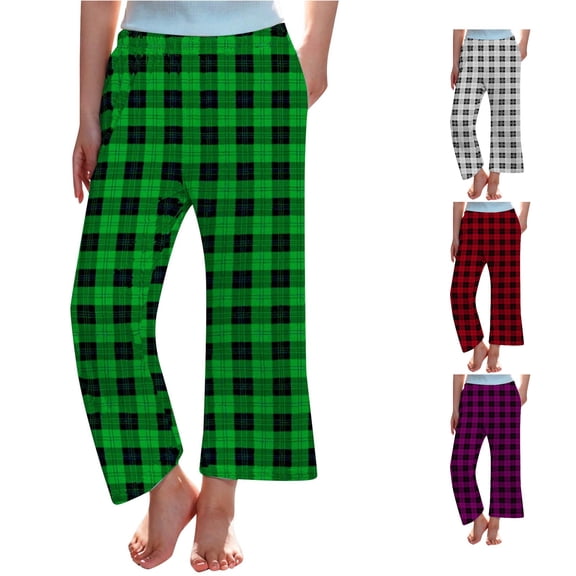 Girls Plaid Print Flannel Sleep Pants, Soft Loungewear Long Pants for Kids 3-14 Years Home and Relaxation Wear