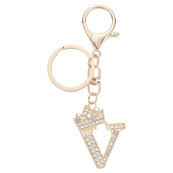Uxcell Initial Letter Keychains, Pendant Key Chain Keyring Bags Charm Backpack, Gold-V
