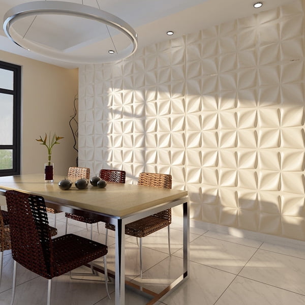 Art3d 3D Wall Panels PVC Wave Design I (32 sq.ft) - White A10SK002