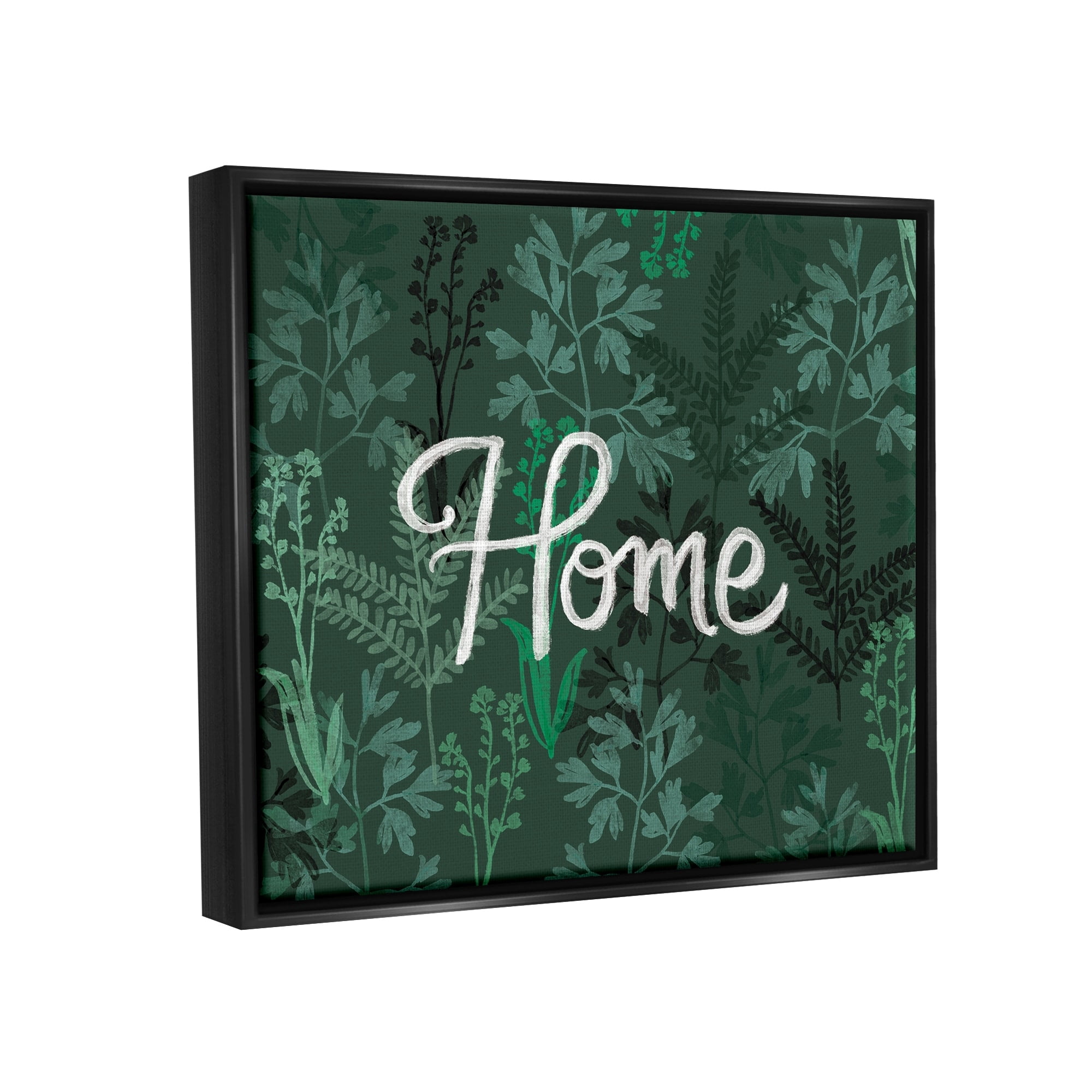 Stupell Industries Green Botanicals Plants Home Calligraphy Cottage Design Graphic Art Luster Gray Floating Framed Canvas Print Wall Art, Design by Ilaria Benedetti