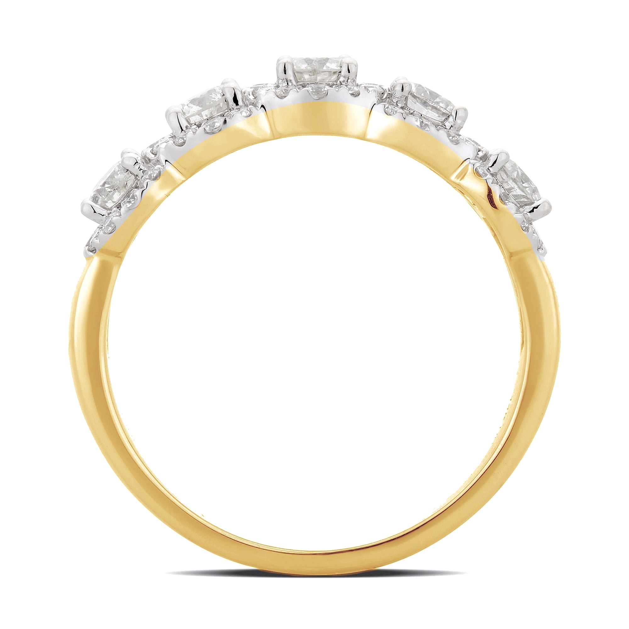 Arista 1.50 ct Round 5 Swarovski Stone Engagement Ring in Yellow plated Sterling Silver