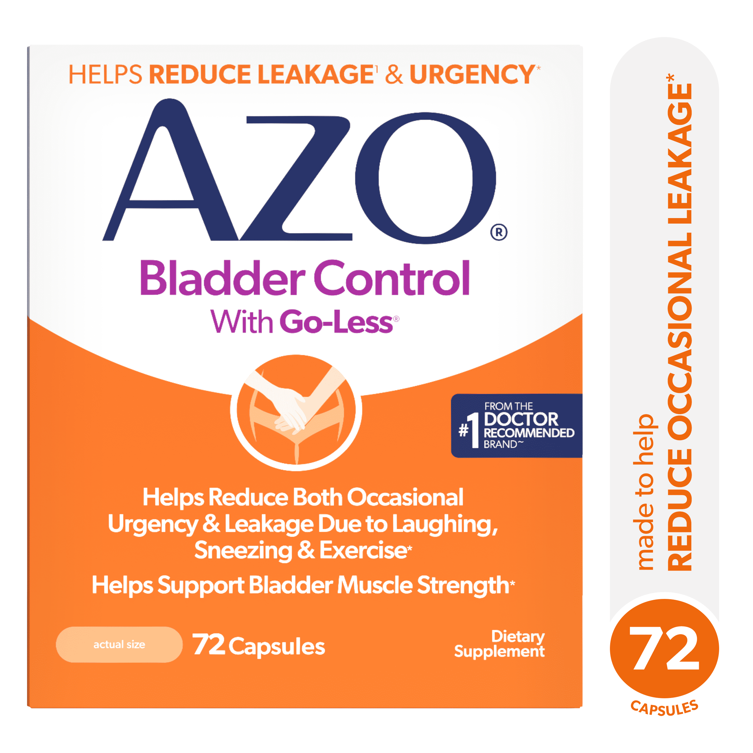 (3 pack) AZO Bladder Control with Go-Less® Blend Daily Supplement, Reduces Urgency & Leakage Naturally with 24-HR Support, 72 Count