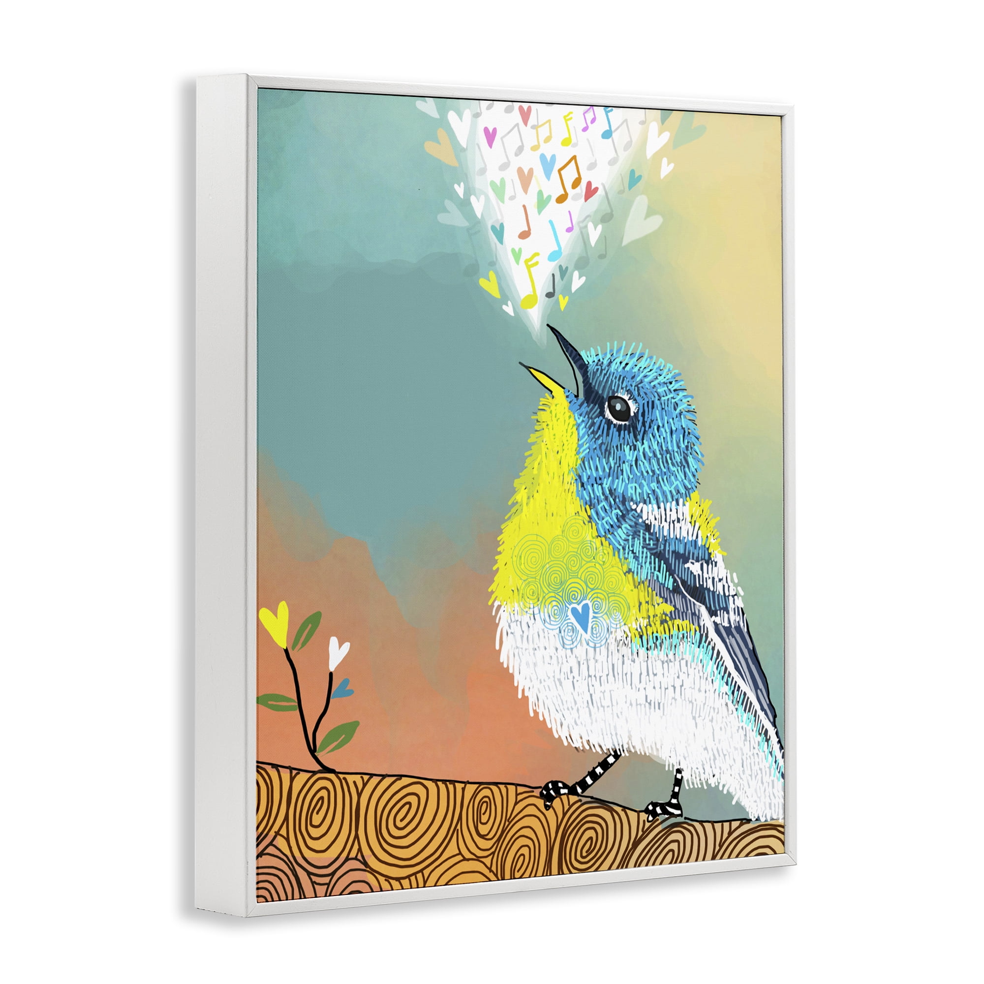 Stupell Industries Dream Chaser Songbird White Framed Giclee Art, design by Suzanne Millius