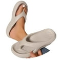 thumbnail image 3 of GPOECD Womens Summer Fashion Flip Flop Solid Color Slippers Outdoor Beach Slides Casual Slippers for Women Comfortable Z10142-Grey,8, 3 of 8