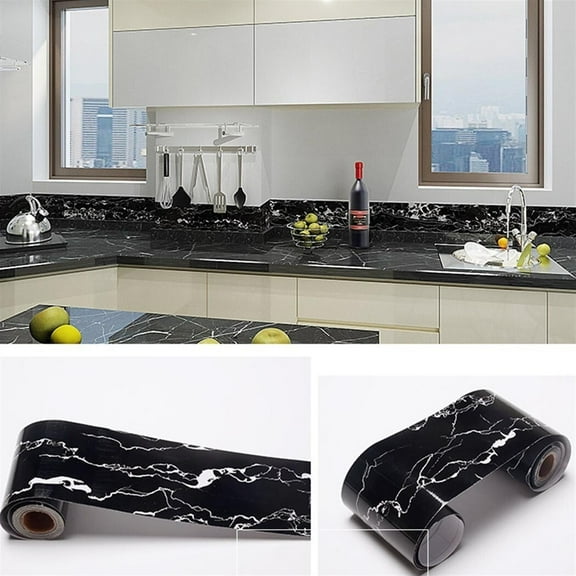 5m Self-adhesive Baseboard Wall Sticker Waist Line Corner PVC Kitchen Decor DIY Marble Floor Border Wall Edge Strip