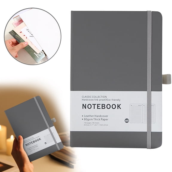 Clearance! A5 Hardcover Cover Checkered Notebook Gray Planner Spiral Notebook
