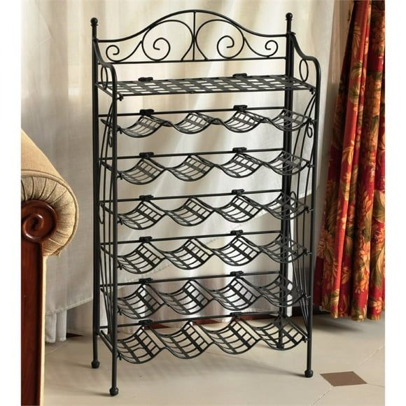 International Caravan Mandalay 24 Bottle Iron Wine Rack-Hammered Pewter