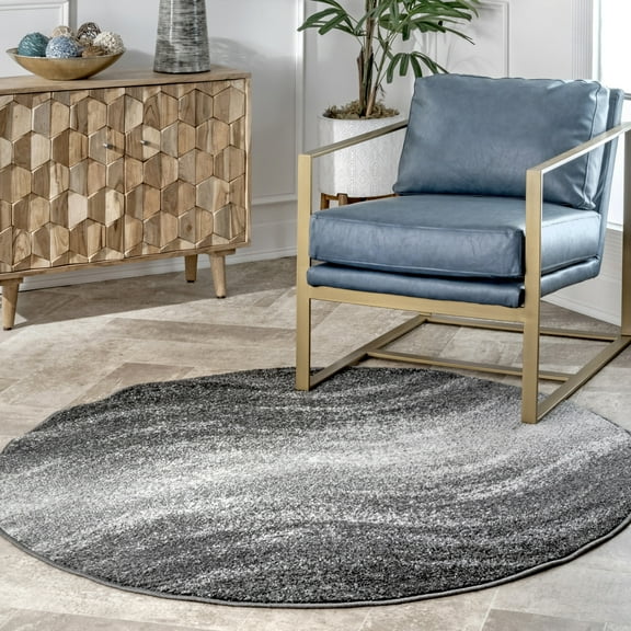 nuLOOM Julene Abstract Waves Area Rug, 8', Round, Julene Charcoal