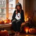 thumbnail image 6 of Ghost Pumpkin Onesie, Pumpkin Jack O Hooded Costumes Adult Plush Halloween Pajama|Polar Fleece Jack-O Casual Costume Y2k Trendy Funny Streetwear Fall Winter Warmth Jumpsuit Vacation Loungewear, L, 6 of 7