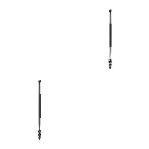 Seitruly Brocha para cejas, aplicación de tinte profesional, brochas para cejas, sombra de ojos de doble punta, rubor en polvo, delineador de Negro/Plata 2piezas
