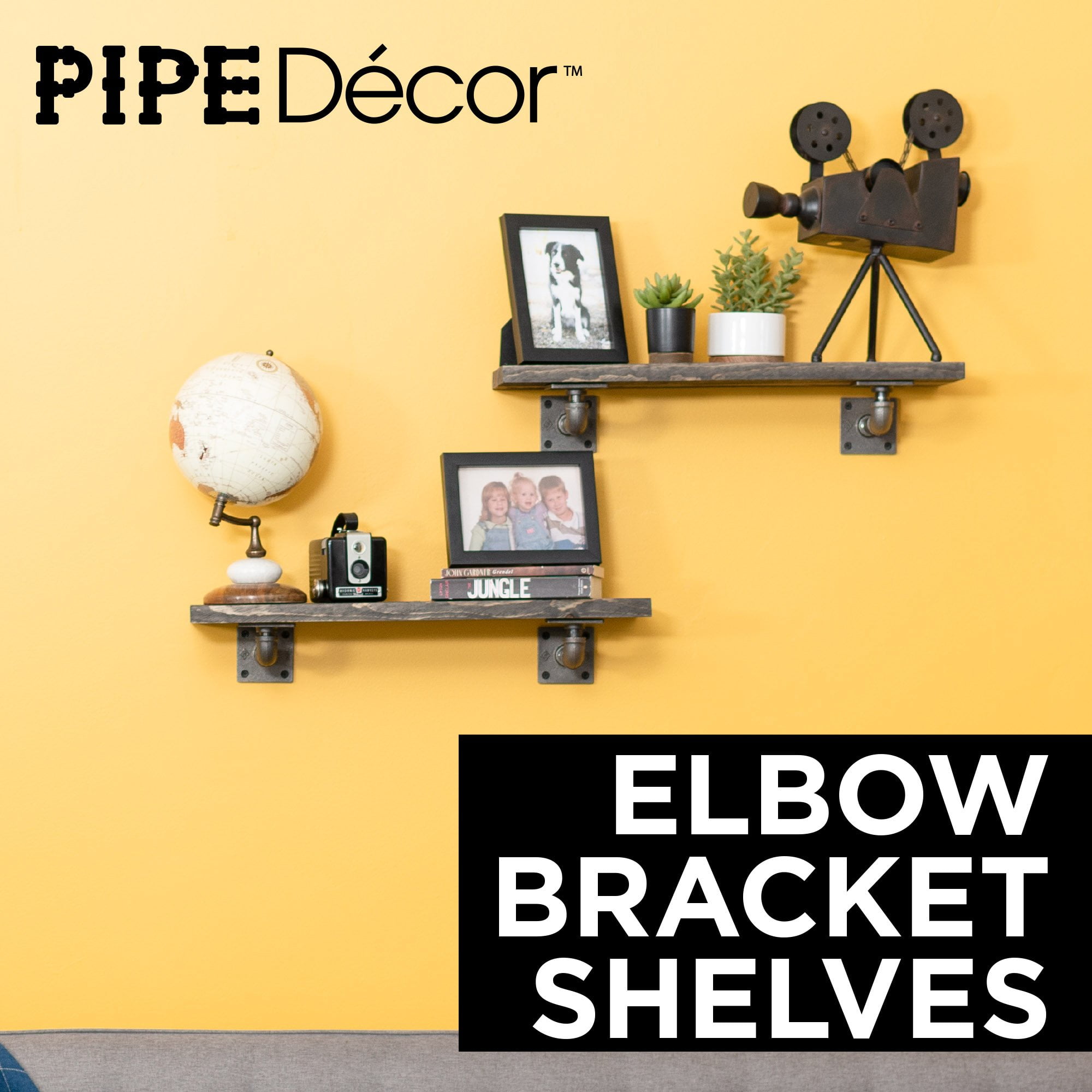 1/2 In X 4 In Square Double Flange Shelf Bracket Kit, 4 Pack