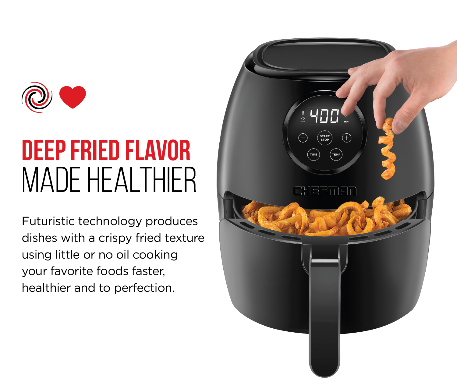 Chefman TurboFry Digital Touch Air Fryer Oven, 3.6 Quart Capacity, Oil-Free Frying, Matte Black - image 3 of 6