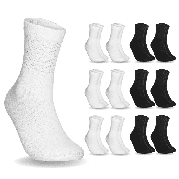 Special Essentials 12 Pairs Men's Black and White Cotton Diabetic Ankle