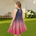 thumbnail image 7 of Abcomgle Girls Beach Dress Casual Halter Neck Sleeveless Midi Dress Gradient A-line Sundresses Swing Basic Dresses 13-14 Years,Watermelon Red, 7 of 7