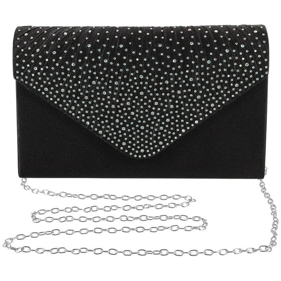 HONMEET 1Pack Black Polyester Clutch Purse For Women Formal Party And Wedding Occasions
