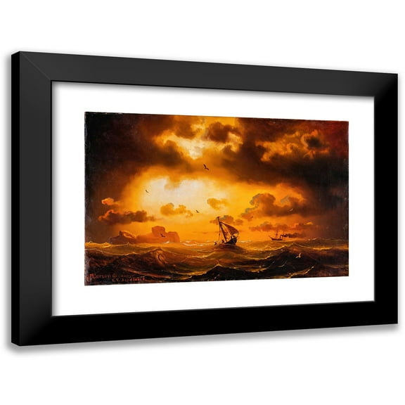 Marcus Larson 14x11 Black Modern Framed Museum Art Print Titled - Sunset at Sea