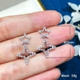 thumbnail image 3 of Fiudx Pendientes de Estrella de Circonita, Joyería Geométrica con Destellos, Tachuelas de Cobre Brillante, Regalo de Cumpleaños o Boda, Estilo Cotidiano, Accesorio de Moda para Mujer., 3 of 6