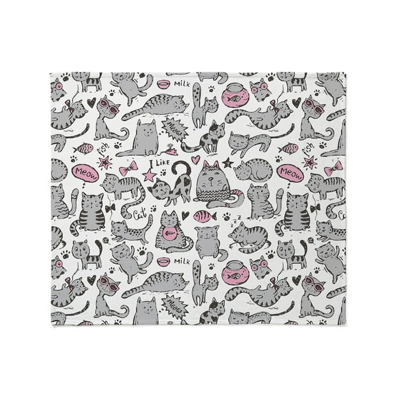 CafePress - Whimsical Cartoon Cat Pattern Throw Blanket - Soft Fleece Throw Blanket, 50"x60" for All Ages