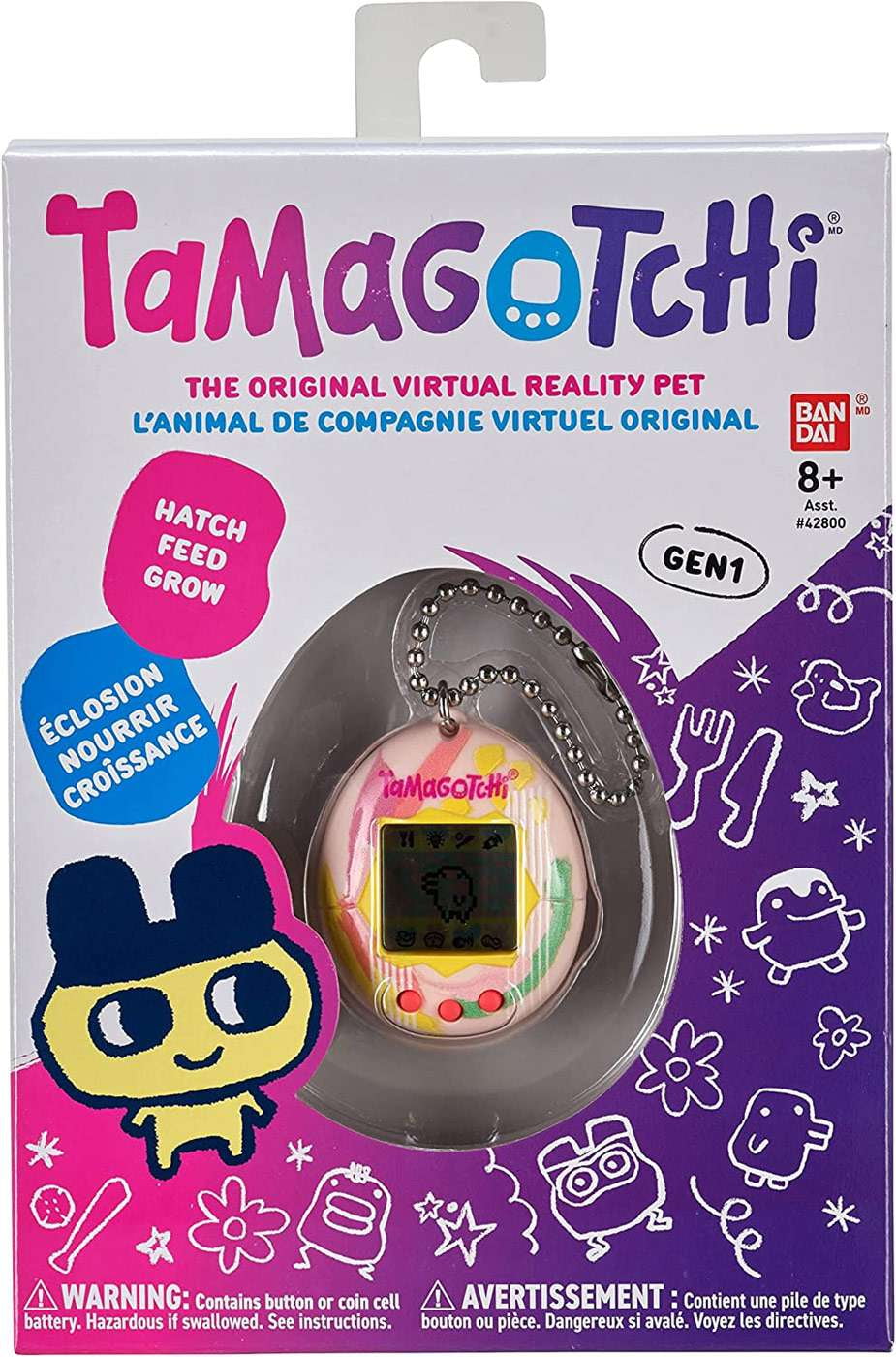 Bandai America Tamagotchi Gen 1, Pale Pink Art Style Virtual Pet
